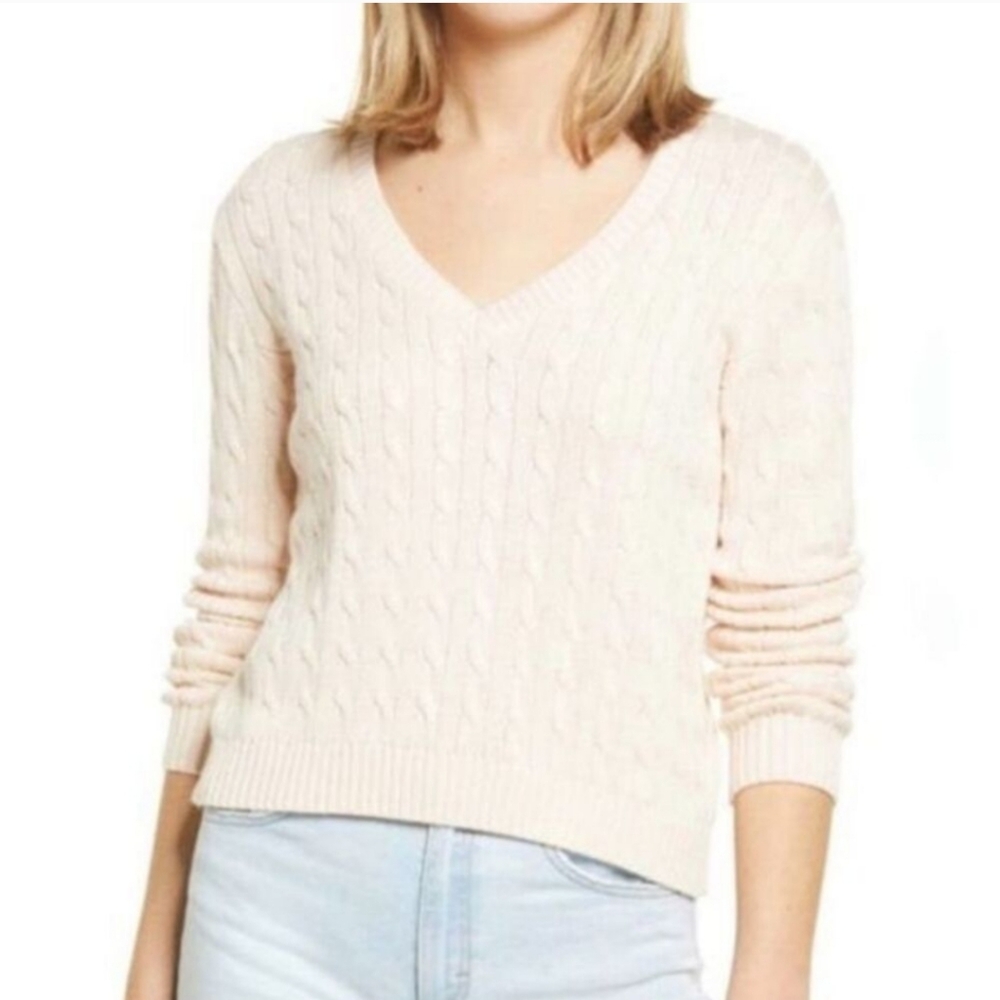 Brandy Melville Cream V-Neck Sweater